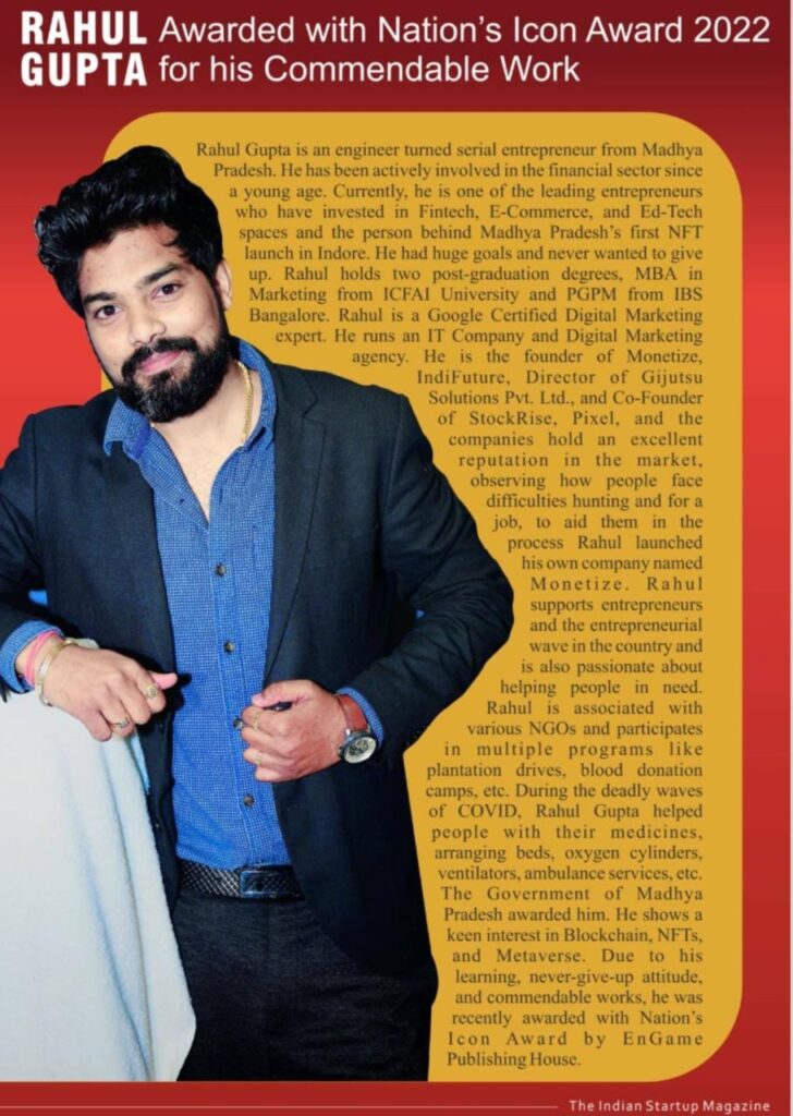 Rahul Gupta Awarded with nation award 2022